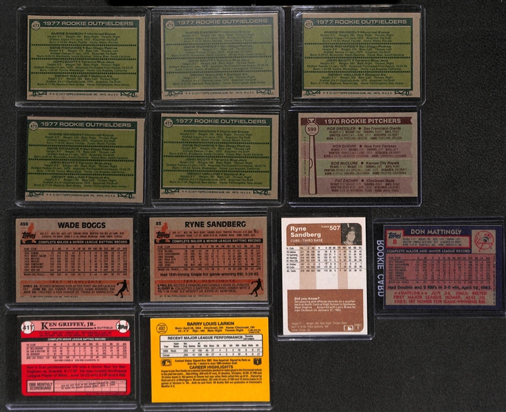Lot of (50) Baseball Rookies from 1970s-1990s (Mostly Stars and HOFers) w/ (5) Andre Dawson