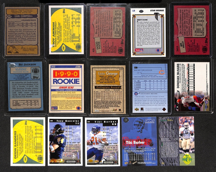 Lot of (70) Football Rookies from the 1970s - 2000s inc. Earl Campbell