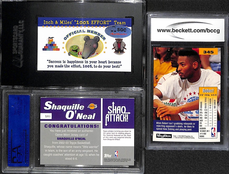 Lot of (18) Basketball Graded/Slabbed Cards w/ John Wooden Autograph and Shaquille O'Neal Jersey/Inserts