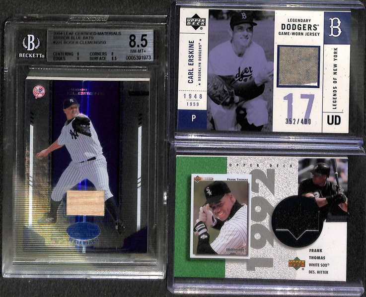 Lot of (17) Baseball Game-Worn Relic Cards - Mostly Stars/HOFers (M. Schmidt, Thome, Clemens, F. Thomas, +)