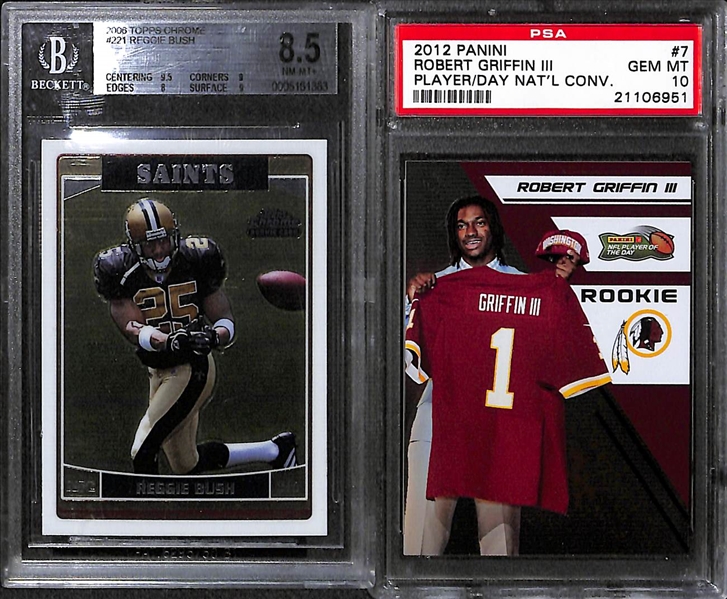 Lot of (20) Football Graded Cards w/ Emmitt Smith, Troy Aikman, Alex Smith, R. Bush, E. James, RG3, S. Shephard Rookies