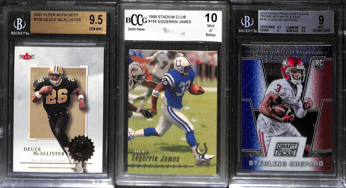 Lot of (20) Football Graded Cards w/ Emmitt Smith, Troy Aikman, Alex Smith, R. Bush, E. James, RG3, S. Shephard Rookies