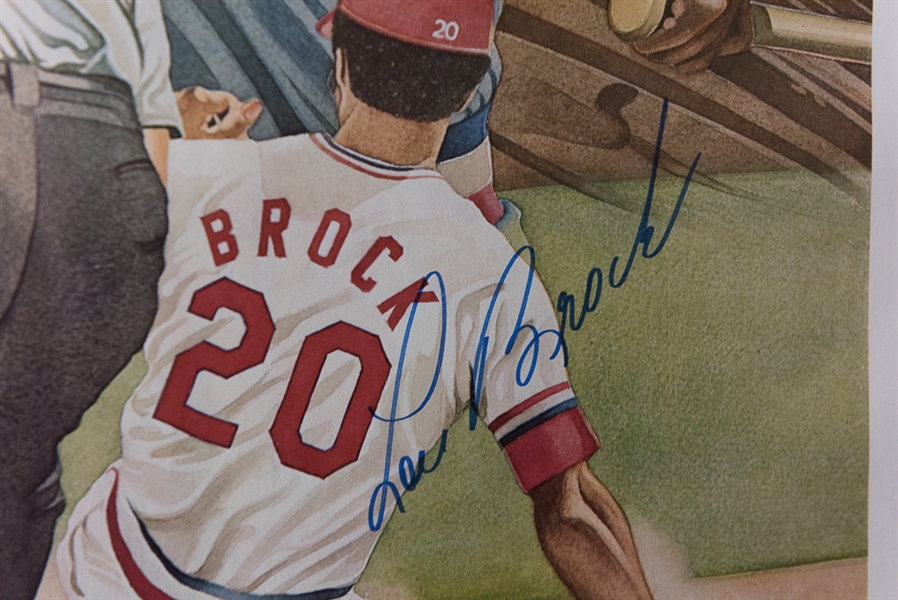 Lot of (3) Signed Baseball Posters of Pete Rose (JSA), Steve Garvey, & Lou Brock (JSA)