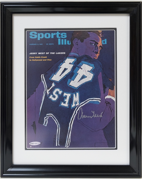 Lot of (2) Magic Johnson and Jerry West Signed/Framed Photo Displays - UDA COA