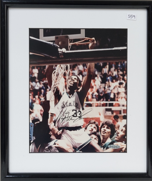 Lot of (2) Magic Johnson and Jerry West Signed/Framed Photo Displays - UDA COA