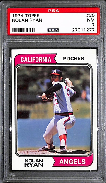 Lot of (100) Nolan Ryan Cards Inc. 1974 Topps Nolan Ryan (#20) Graded PSA 7 (NM)