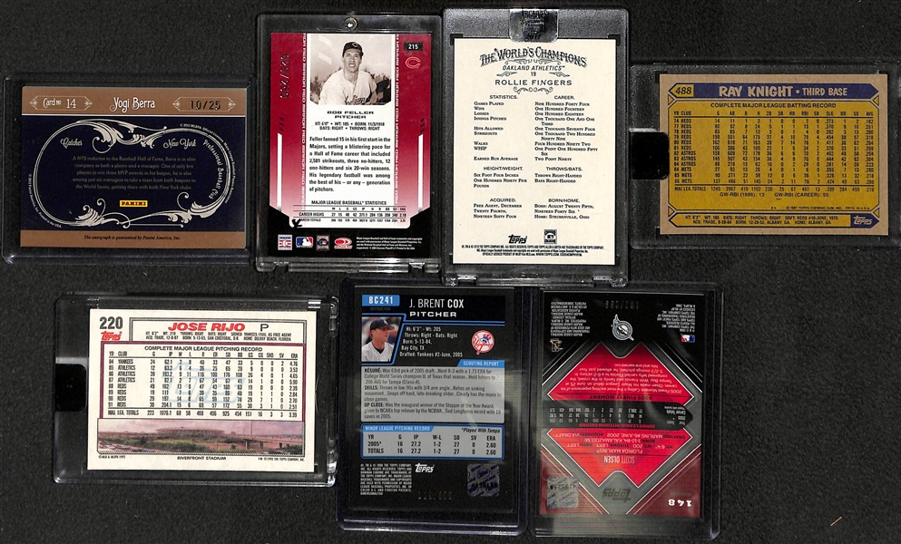 Baseball Card Certified Autograph Lot w/ Yogi Berra, Bob Feller, Rollie Fingers, +