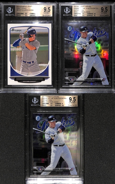 Aaron Judge Rookie BGS Gem Mint 9.5 Lot of (3) Inc. 2013 Bowman Draft Picks and (2) 2017 Bowman Chrome ROY Refractors