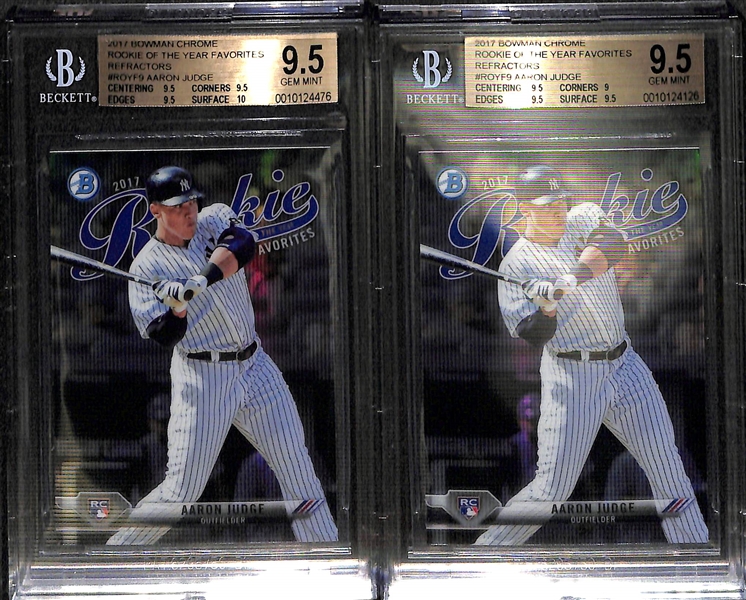 Aaron Judge Rookie BGS Gem Mint 9.5 Lot of (3) Inc. 2013 Bowman Draft Picks and (2) 2017 Bowman Chrome ROY Refractors