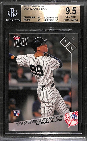 Aaron Judge Rookie BGS Gem Mint 9.5 Lot of (2) Different Limited Edition 2017 Topps Now Rookie Cards
