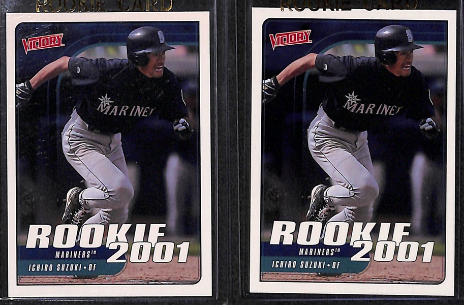 Lot of (8) Ichiro 2001 Rookie Cards - 4 Topps, 2 UD Victory, 2 SP Authentic Stars of Japan