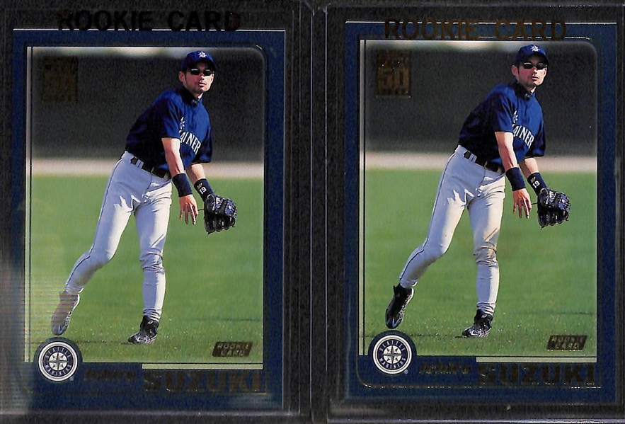 Lot of (8) Ichiro 2001 Rookie Cards - 4 Topps, 2 UD Victory, 2 SP Authentic Stars of Japan