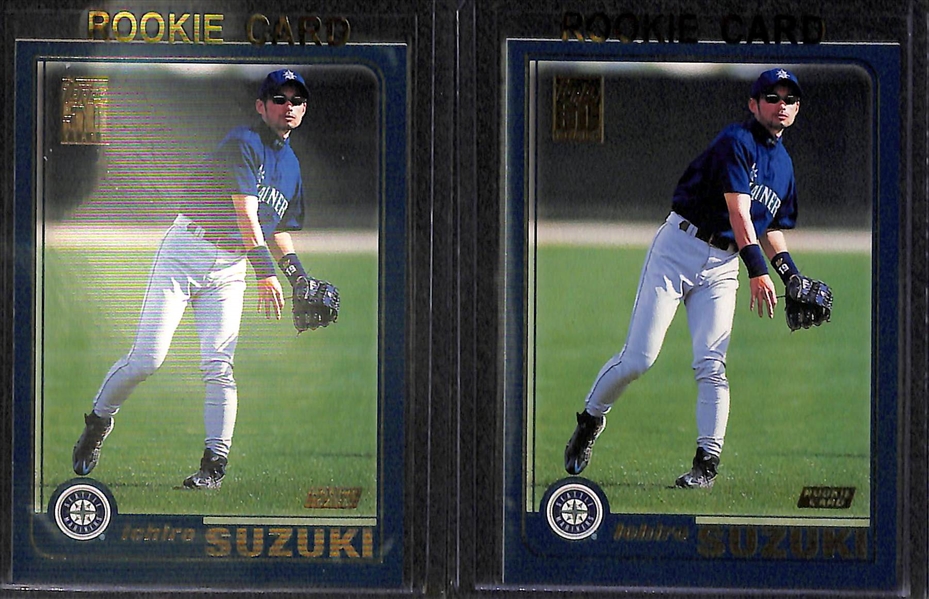 Lot of (8) Ichiro 2001 Rookie Cards - 4 Topps, 2 UD Victory, 2 SP Authentic Stars of Japan