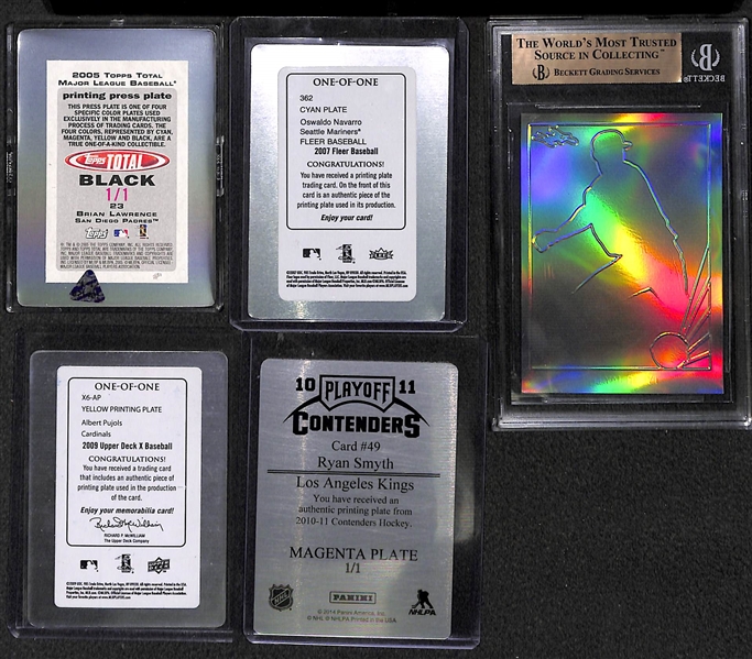Lot of (4) Numbered 1/1 Printing Plates/Proofs inc. a 1/1 Albert Pujols Printing Plate