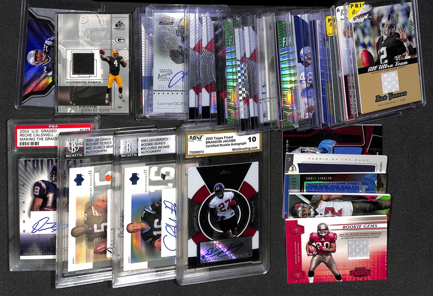 Lot of (31) Football Certified Autograph & Jersey Lot w/ Tom Brady & Brett Favre