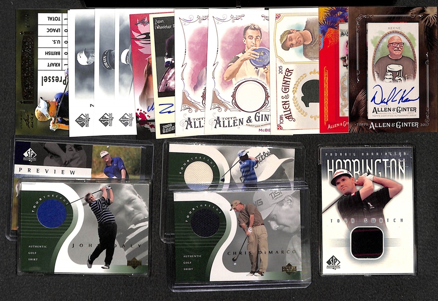 Lot of (17) Golf, MMA, and Non-Sports Autographs & Relics (inc. 4 Allen & Ginter Cards from 2017)