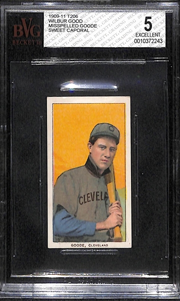 1909-11 T206 Wilbur Good - Misspelled Goode - Sweet Caporal Back - BVG 5