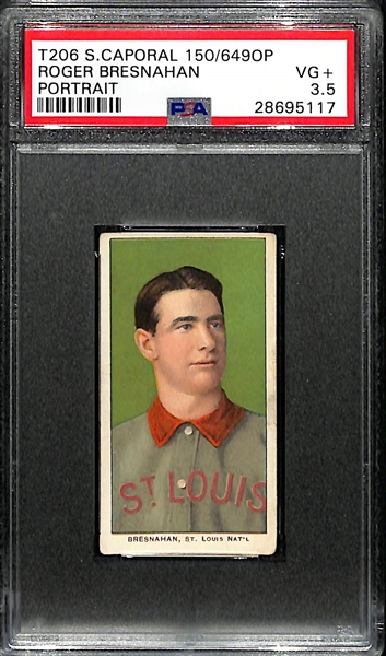 T206 S.Caporal 150/649OP Roger Bresnahan (HOFer) Portrait PSA 3.5
