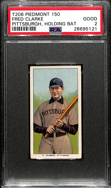 T206 Piedmont 150 Fred Clarke Pittsburgh, Holding Bat PSA 2