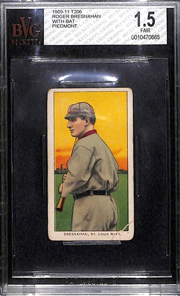 1909 T206 Roger Bresnahan Piedmont 25 (With Bat) - BVG 1.5