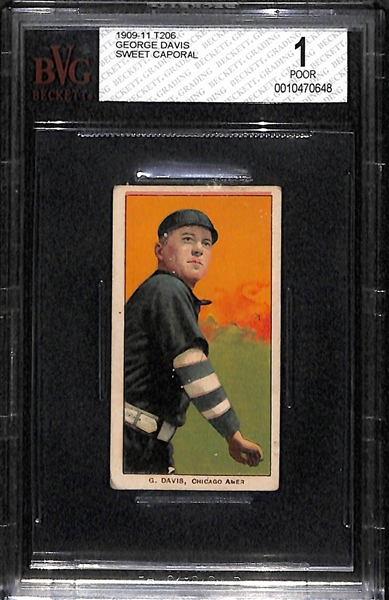 1909 T206 George Davis Sweet Caporal Factory 30 (Paper Loss on Back) - BVG 1