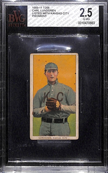1909 T206 Carl Lundgren (Kansas City) Piedmont Factory 25 - BVG 2.5
