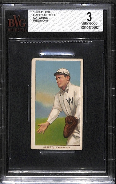 1909 T206 Gabby Street (Catching) Piedmont Factory 25 - BVG 3
