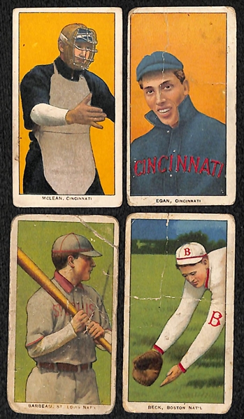 Lot of (4) 1909 T206 Cards - McLean, Eagan, Barbaeu, Beck