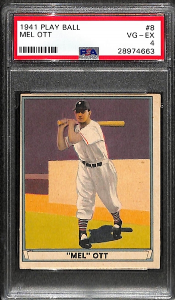 1941 Play Ball Mel Ott (HOF) Graded PSA 4 (VG-EX)