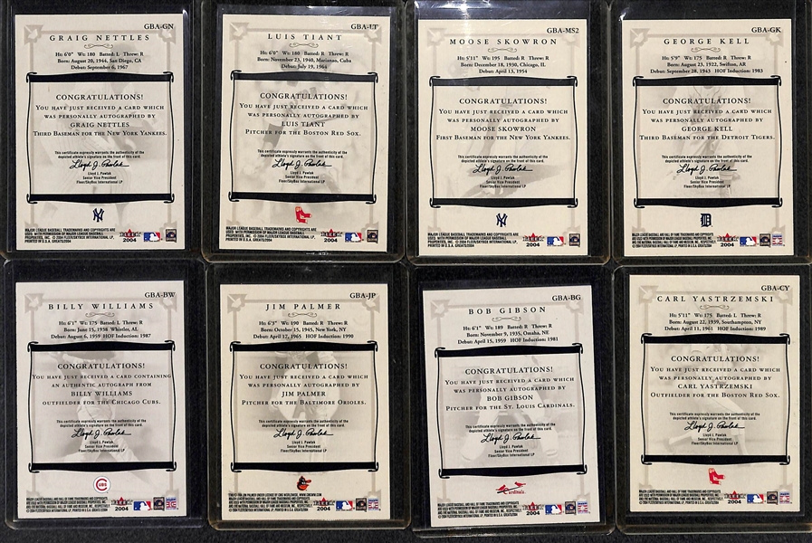 Lot Of 13 2004 Fleer Greats Autograph Cards w. Yastremski & Gibson