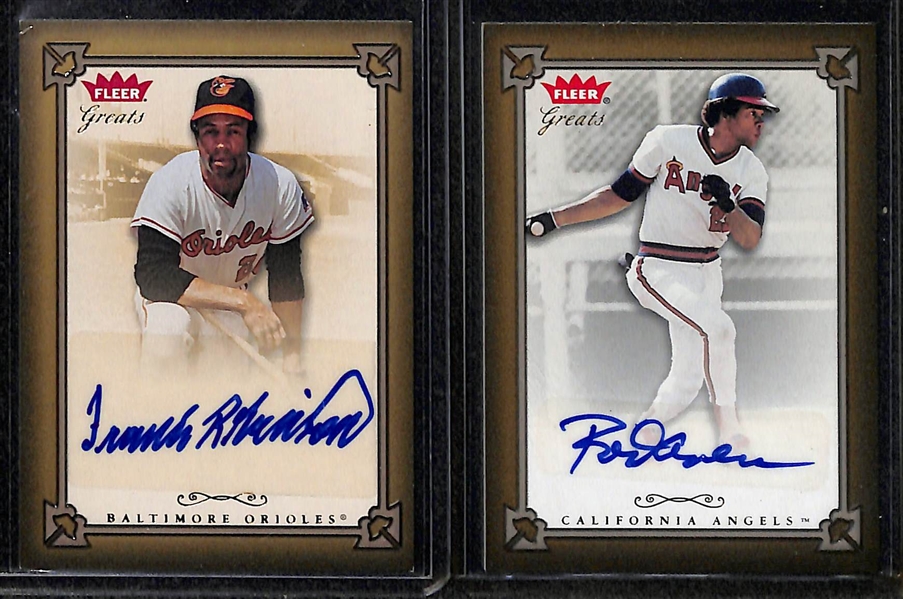 Lot Of 12 2004 Fleer Greats Autograph Cards w. Fisk & Brock