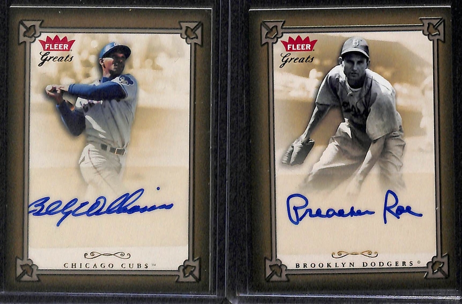 Lot Of 12 2004 Fleer Greats Autograph Cards w. Fisk & Brock