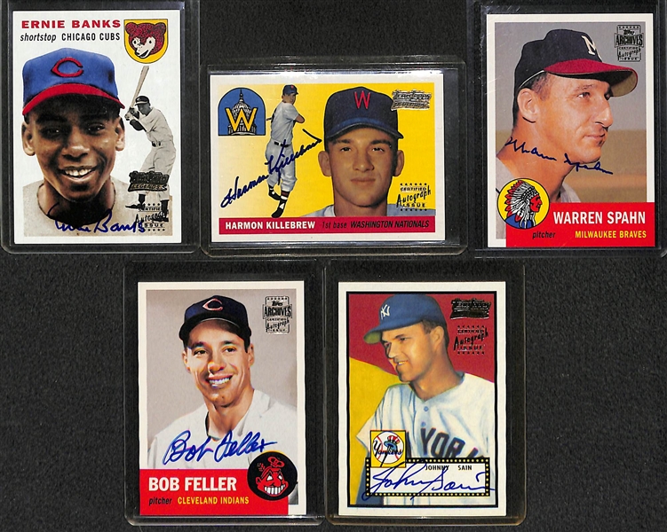 Lot Of 5 Topps HOF Legends Autograph Cards w. Banks & Spahn
