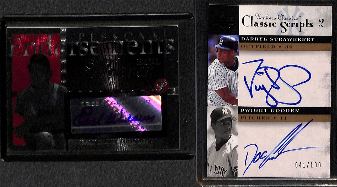 Lot Of 15 HOF & Old Stars Autograph Cards w. Strawberry & Gooden