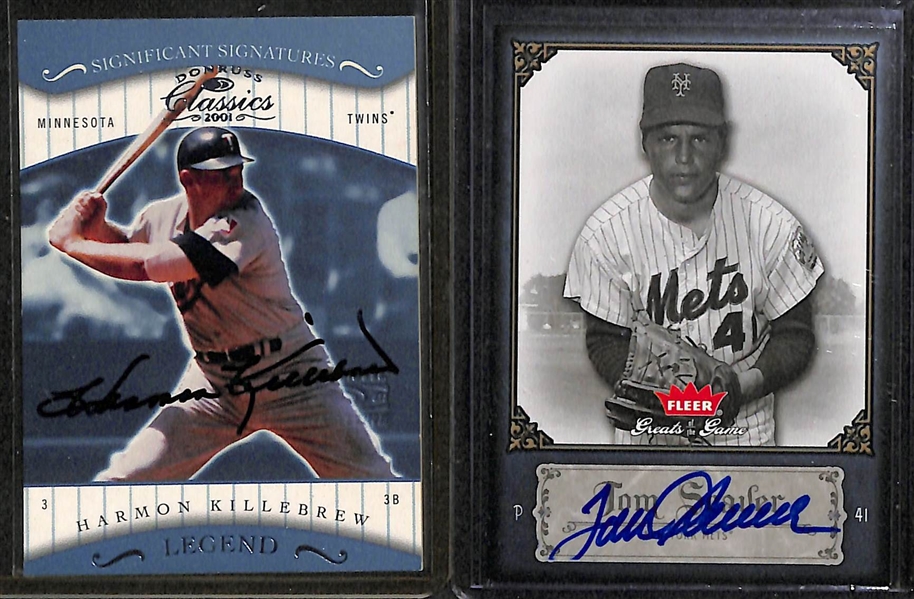 Lot Of 20 HOF & Stars Autograph Cards w. Killebrew & Seaver