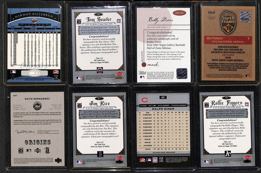 Lot Of 20 HOF & Stars Autograph Cards w. Killebrew & Seaver