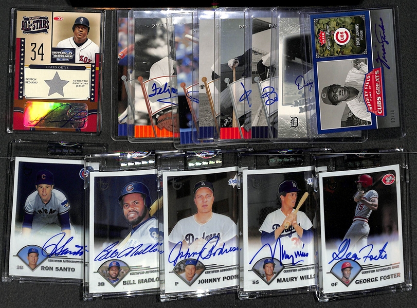 Lot Of 14 HOF & Stars Autograph Cards w. David Ortiz