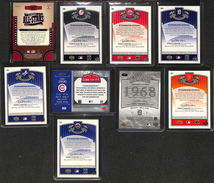 Lot Of 14 HOF & Stars Autograph Cards w. David Ortiz