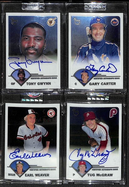 Lot Of 4 2003 Topps Chrome Retired Autograph Card w. Gwynn & Carter