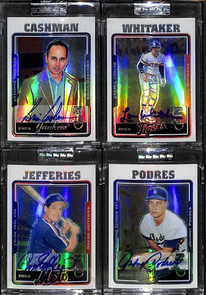 Lot Of 4 2005 Topps Chrome Retired Autograph Refractor Cards /25 w. Brian Cashman