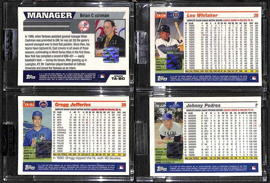 Lot Of 4 2005 Topps Chrome Retired Autograph Refractor Cards /25 w. Brian Cashman