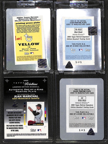 Lot Of 4 1/1 Printing Plate Cards w. Whitey Ford Autograph
