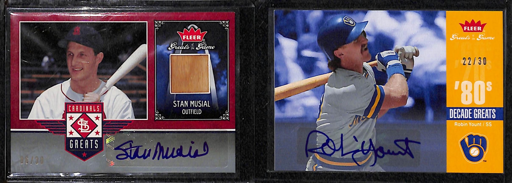 Lot Of 9 2006 Fleer Greats Autograph Cards w. Ripken & Musial 