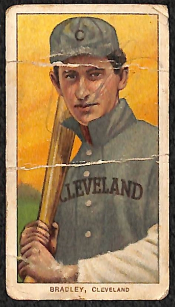 Lot of (2) 1909 T206 Polar Bear Cards - Chick Gandel (Rookie, Black Sox) and Bill Bradley (w/ Bat, Cleveland Naps)