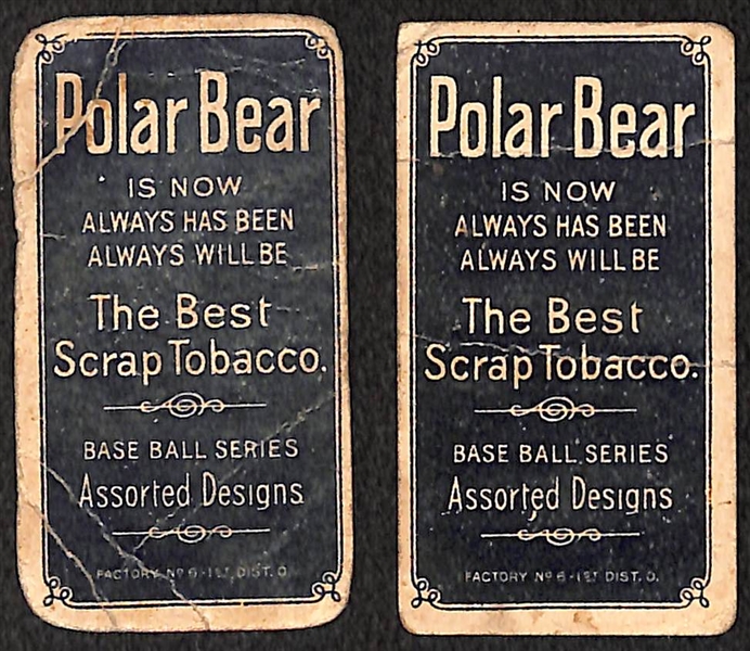 Lot of (2) 1909 T206 Polar Bear Cards - Chick Gandel (Rookie, Black Sox) and Bill Bradley (w/ Bat, Cleveland Naps)