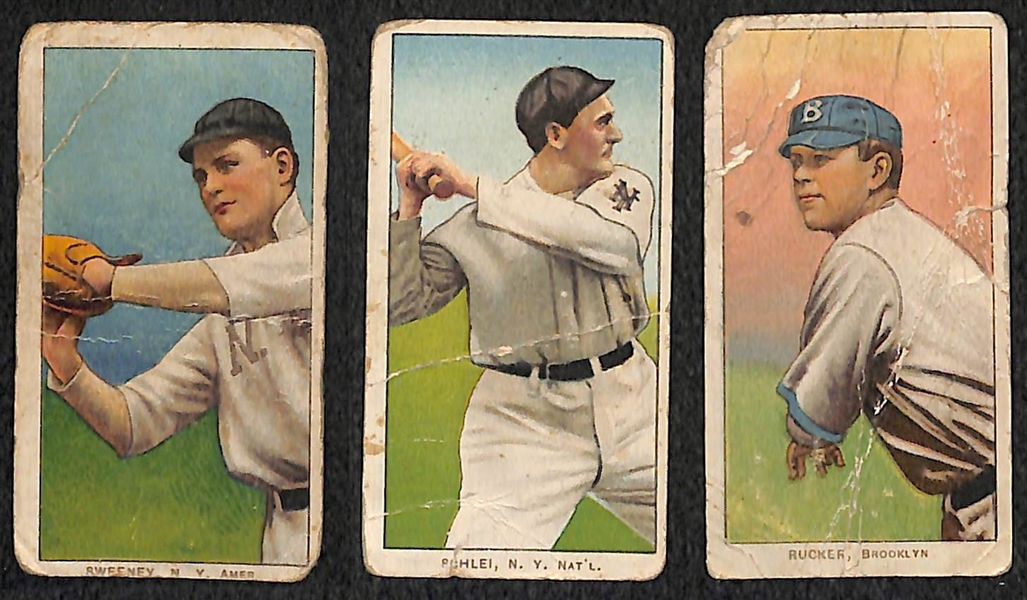 Lot of (3) 1909 T206 Polar Bear Cards - Sweeney, Schlei, Rucker 