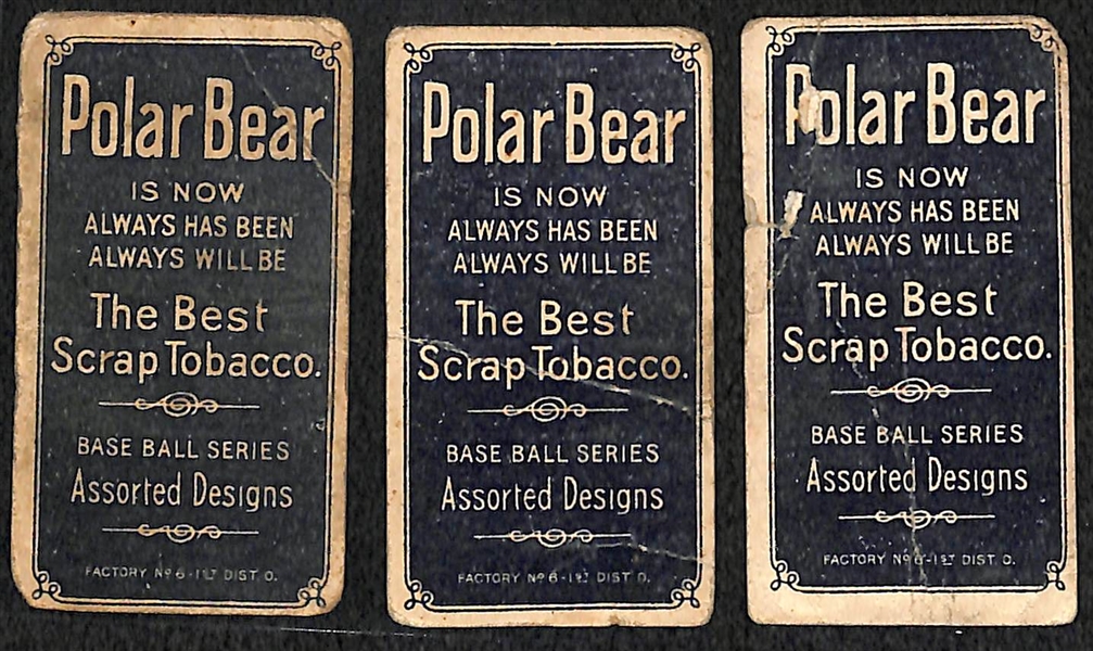 Lot of (3) 1909 T206 Polar Bear Cards - Sweeney, Schlei, Rucker 