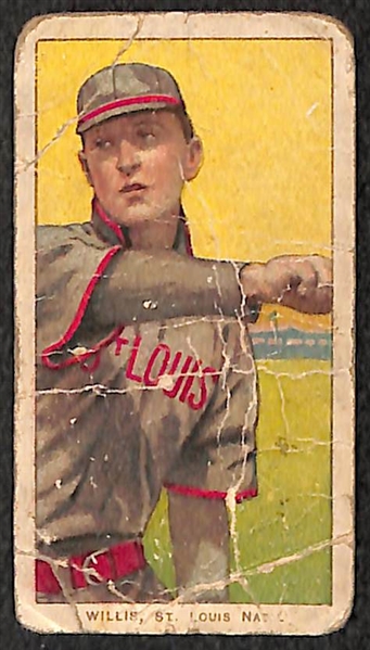 Lot of (2) 1909 T206 Polar Bear St. Louis Cardinals - Vic Willis (HOF, Throwing) and Steve Evans