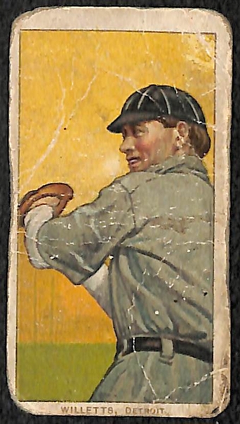Lot of (2) 1909 T206 Polar Bear Detroit Tigers- George Mullin (with bat) and Ed Willitts (throwing)