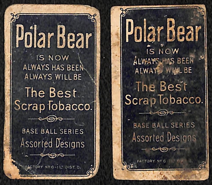 Lot of (2) 1909 T206 Polar Bear Detroit Tigers- George Mullin (with bat) and Ed Willitts (throwing)